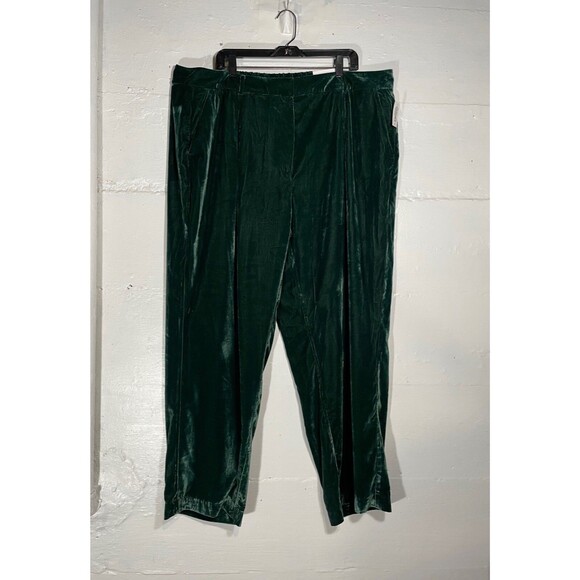 NWT Old Navy Green Velvet Taylor Wide Leg Pants High Rise Trousers Womens 2X - Picture 2 of 16